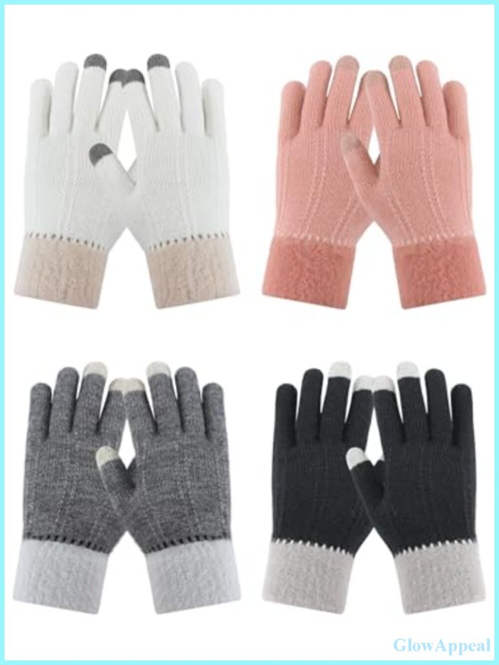 4 Pairs Women's Winter Gloves Touchscreen Knit Fleece Lined